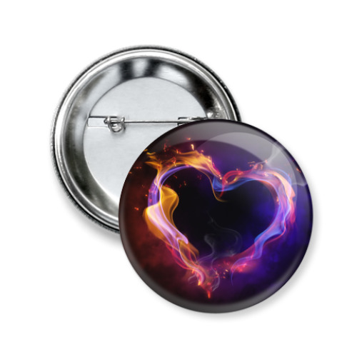Значок 50мм с принтом   Огненное сердце