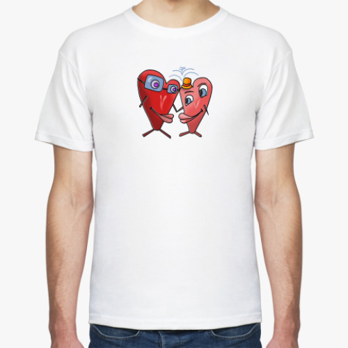 Футболка с принтом Влюбленные валентинки