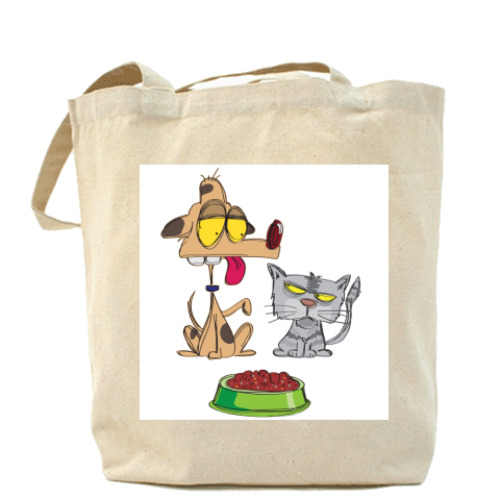 Сумка шоппер с принтом  'Кошка&Собака'