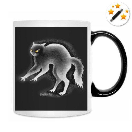 Кружка-хамелеон с принтом Кот ушёл