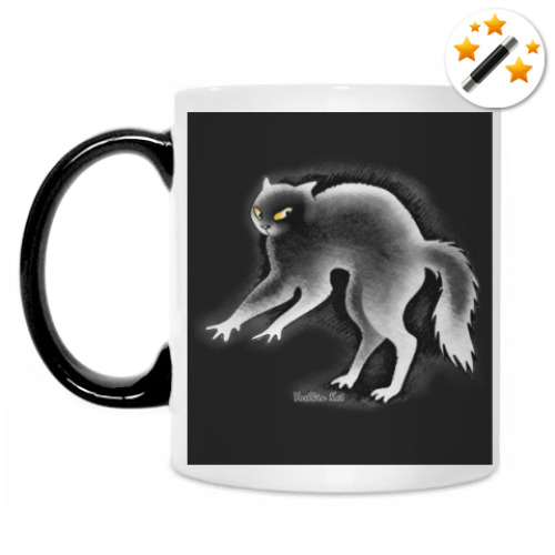 Кружка-хамелеон с принтом Кот ушёл