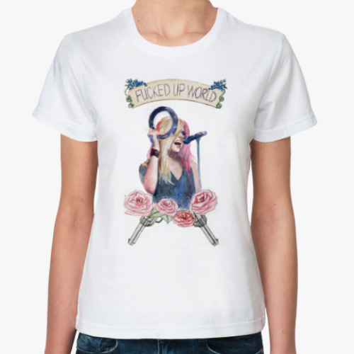 Классическая футболка с принтом Fucked Up World