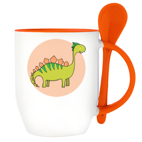 Кружка с ложкой Динозаврик