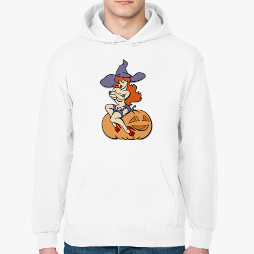 Толстовка худи с принтом Сексуальная ведьма на тыкве