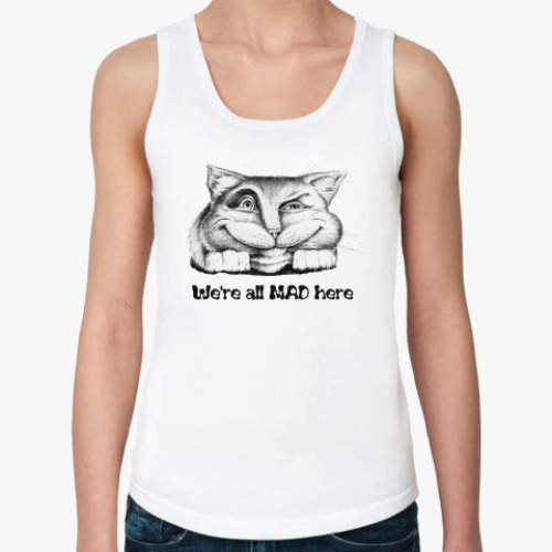 Женская майка с принтом Чеширский Кот