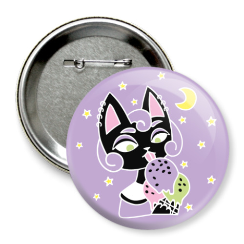 Значок 75мм с принтом Edgy Kitty / Крутая Киска