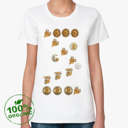Женская футболка из органик-хлопка Солнце луна любовь богатство