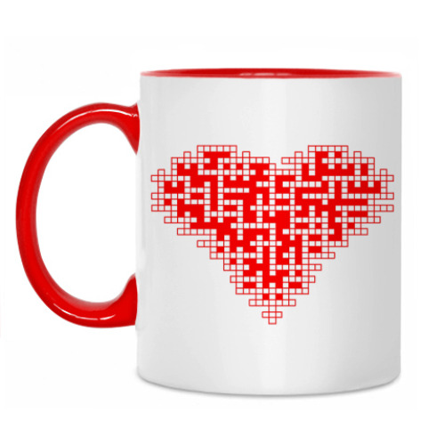 Кружка с принтом Сердце-кроссворд