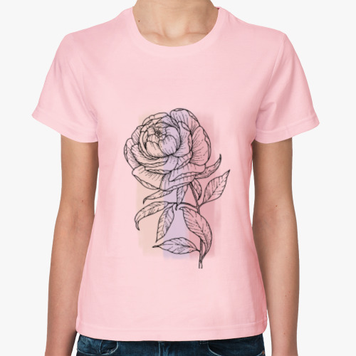 Женская футболка с принтом Пион