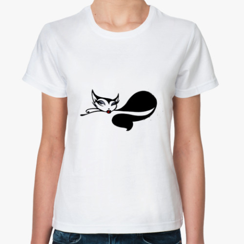 Классическая футболка с принтом   "Киса"