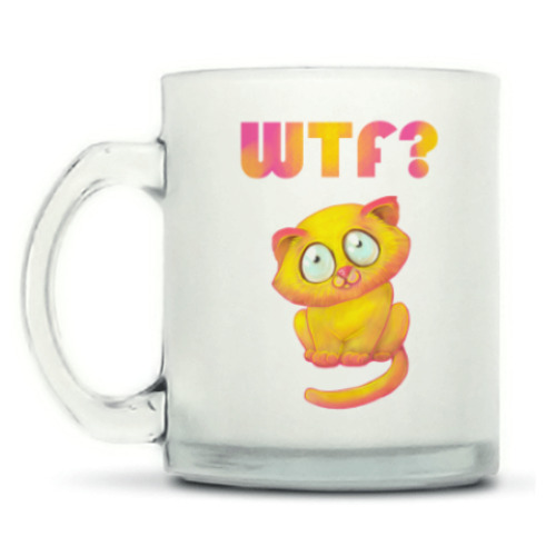 Кружка матовая с принтом котик wtf