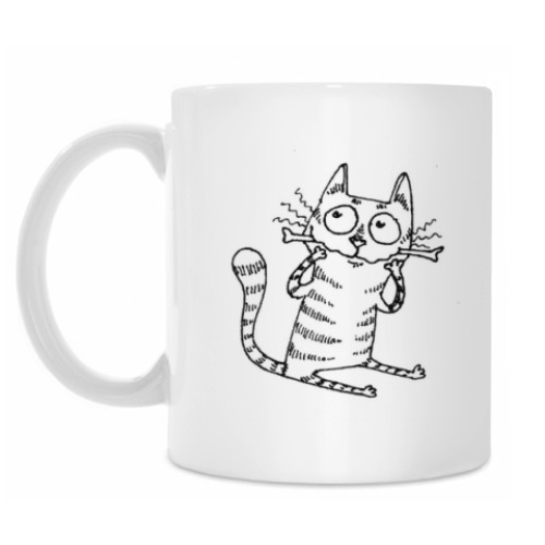 Кружка с принтом Кот с косточкой