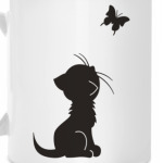 Котенок и бабочка