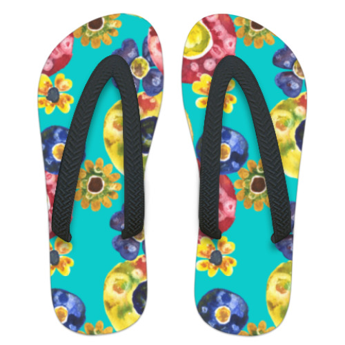 Шлепанцы (сланцы) с принтом Абстрактные Цветы