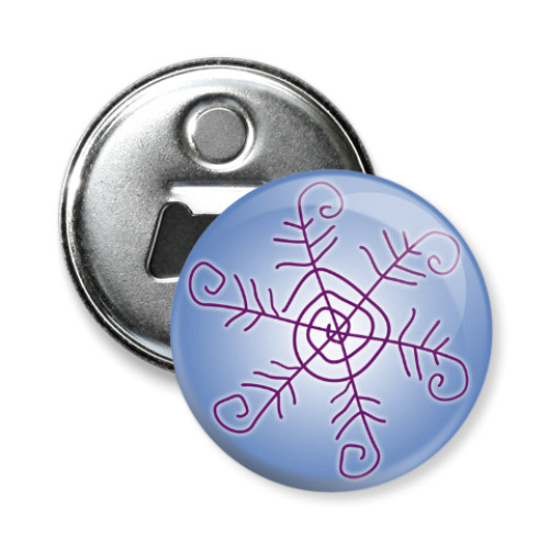 Магнит-открывашка с принтом Снежинка