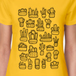 Коллекция смешных кактусов в горшочках