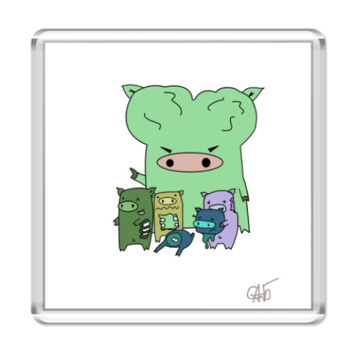 Магнит с принтом 'Свиной грипп'