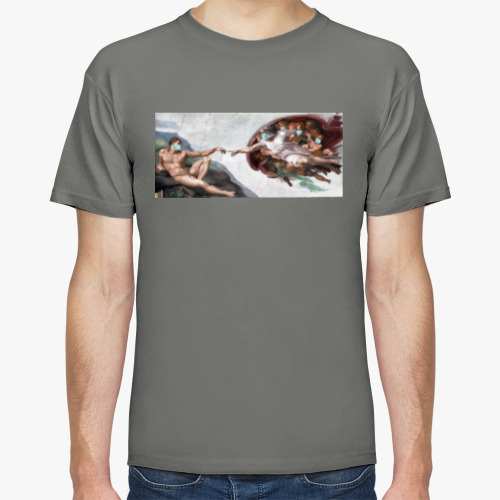 Футболка с принтом СОТВОРЕНИЕ АДАМА / КОРОНАВИРУС