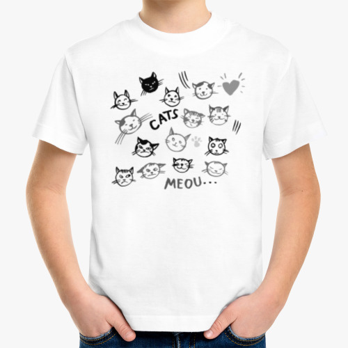 Детская футболка с принтом Мяу