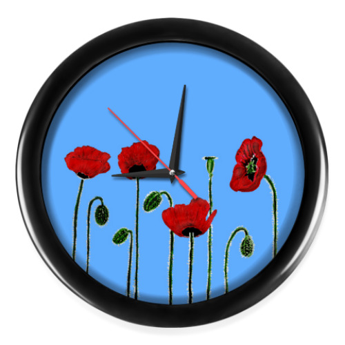 Настенные часы с принтом Маки