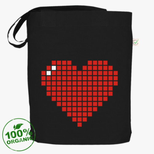 Сумка шоппер с принтом Пиксельное сердце