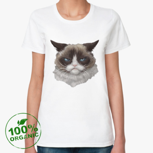 Женская футболка из органик-хлопка Grumpy Cat / Сердитый Кот