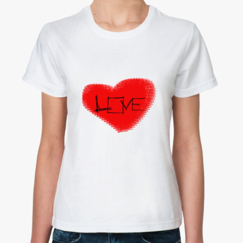 Классическая футболка с принтом Love