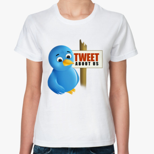 Классическая футболка с принтом Женская футболка, белая