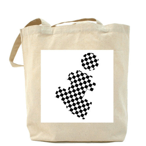 Сумка шоппер с принтом  'IN.VERT в шашечку'