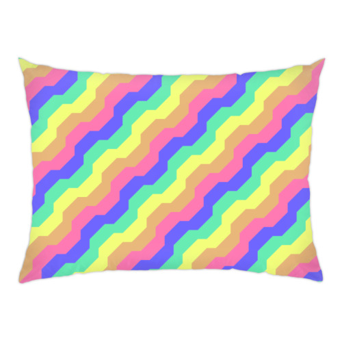 Подушка с принтом Радужные волны