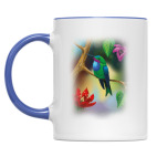 Птица колибри на ветке с цветами