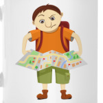 Забавный озадаченный турист с картой