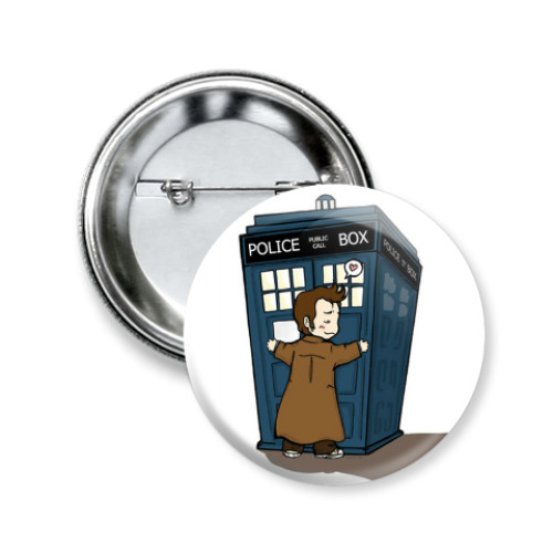 Значок 50мм с принтом  Doctor and TARDIS
