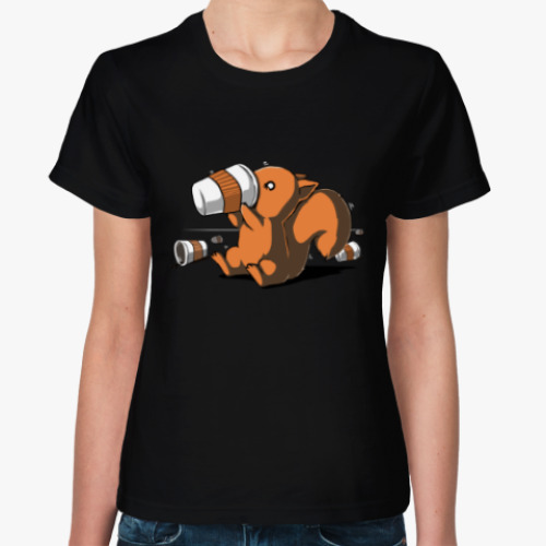 Женская футболка с принтом Squirrel & caffeine