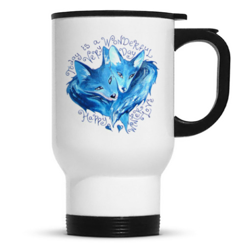 Кружка-термос с принтом Wonderful Day Foxes