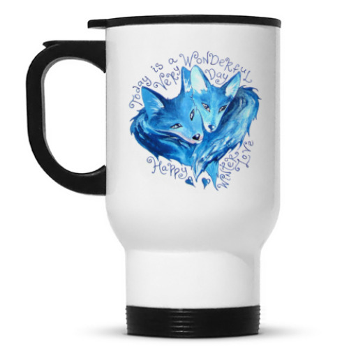 Кружка-термос с принтом Wonderful Day Foxes