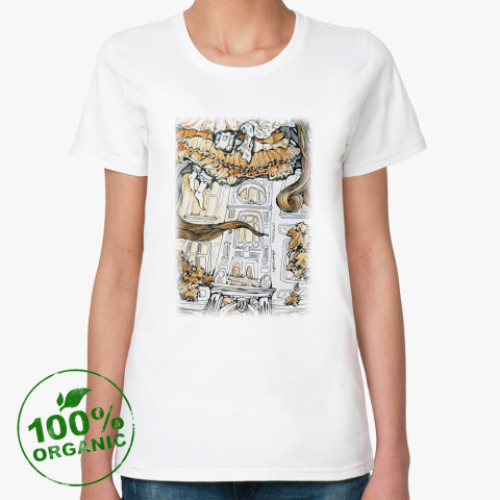 Женская футболка из органик-хлопка с принтом  Алиса в Стране чудес