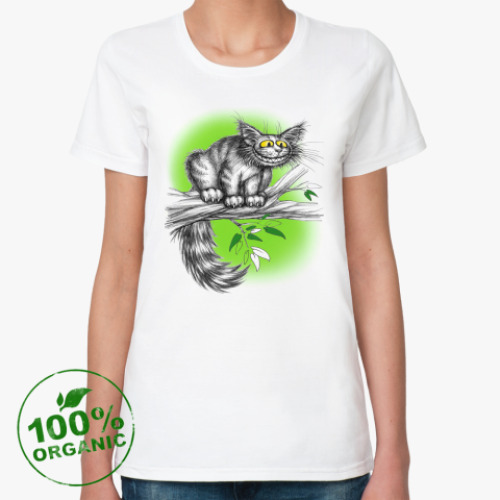 Женская футболка из органик-хлопка с принтом Чеширский кот