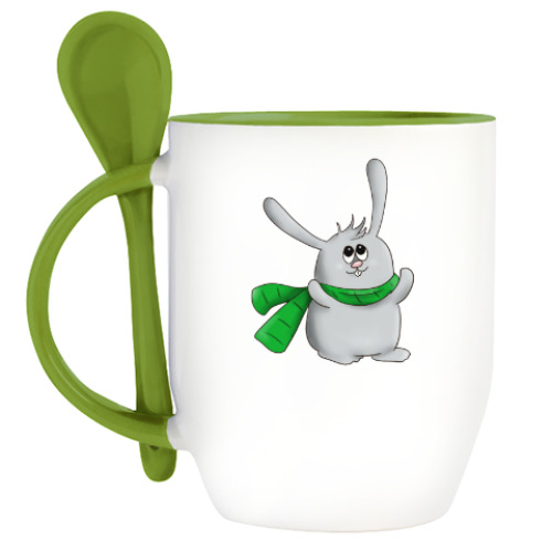 Кружка с ложкой с принтом Счастливчик