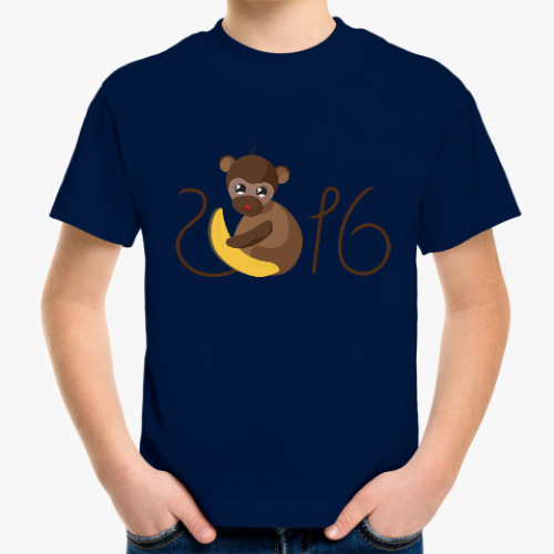 Детская футболка с принтом Обезьянка Биззи 2016