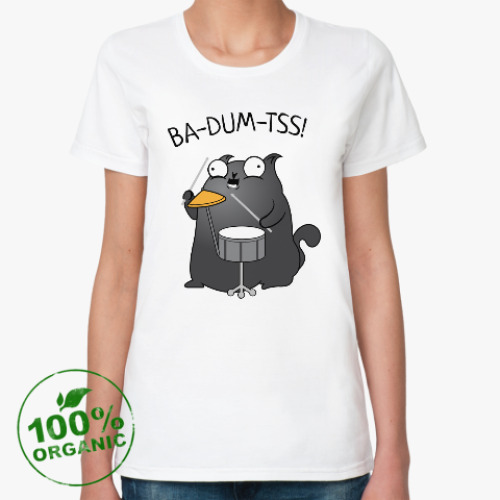 Женская футболка из органик-хлопка Кот Ba-Dum-Tss!