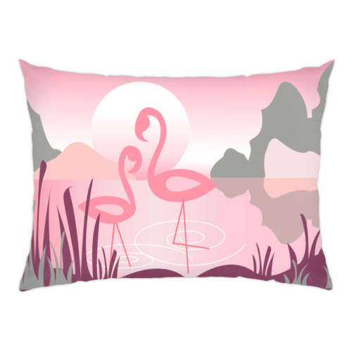 Подушка фламинго в лучах ванильного заката