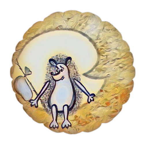 Подушка с принтом Ежик на луне