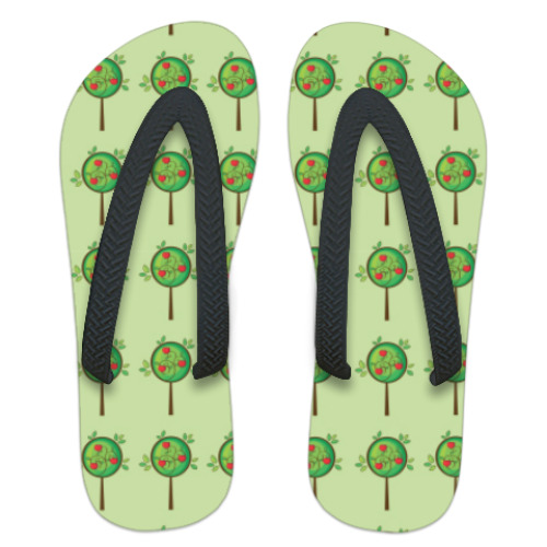 Шлепанцы (сланцы) с принтом Яблоневый сад