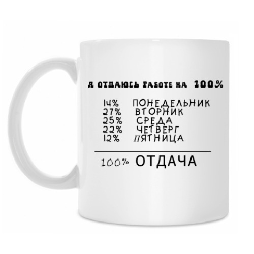 Кружка с принтом 100% отдача