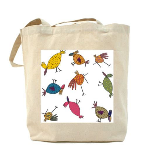 Сумка шоппер с принтом 'Птицы'