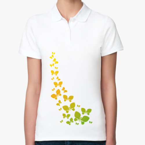 Женская рубашка поло (печать) с принтом Бабочки