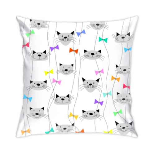 Подушка с принтом Котики и бантики