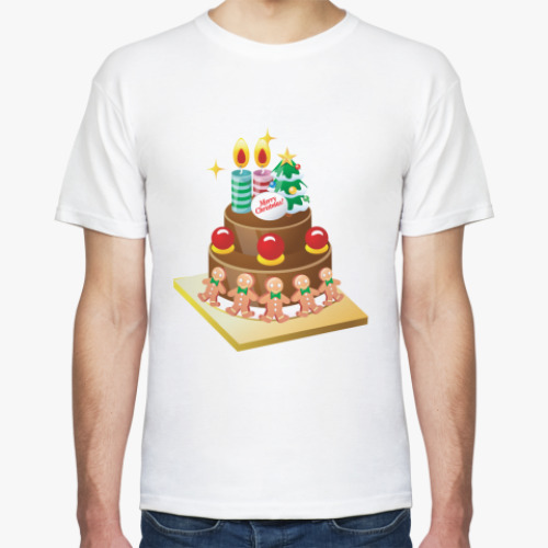 Футболка с принтом Рождественский торт