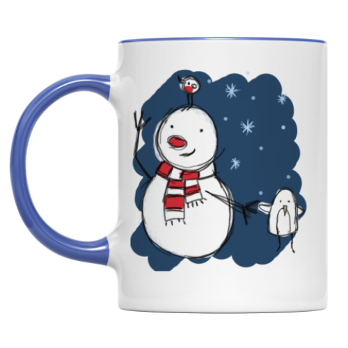 Кружка с принтом Снеговик